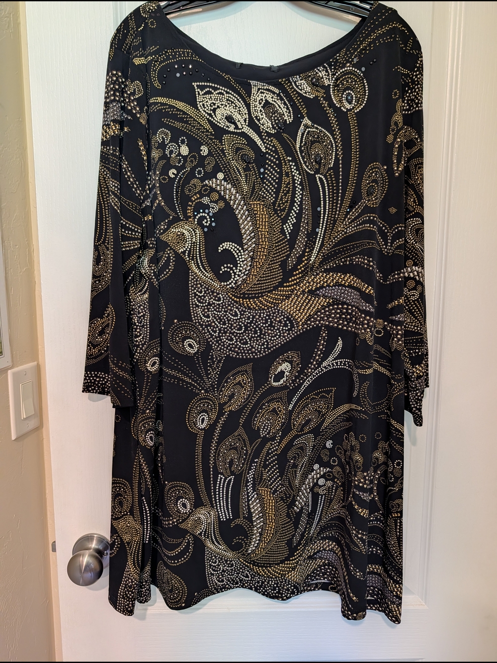 Style & Co. Black Tunic with Gold Swirl Motif